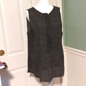 Loft Large Sleeveless Tank Top Black White Semi Sheer